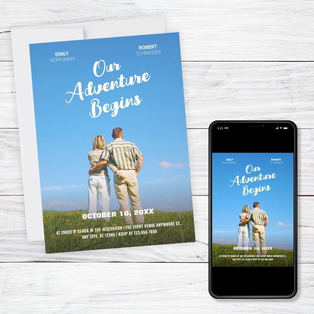 Our Adventure Begins wedding photo movie theme  Invitation (Creator Uploaded)