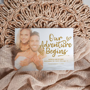 Our Adventure Begins Wedding Photo Save the Date Invitation