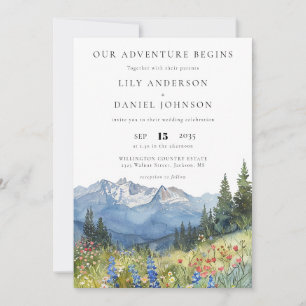 Our Adventure Mountain Wildflowers Floral Wedding Invitation