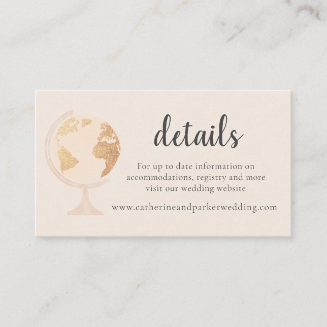 Our Adventure World Globe Map Travel Gold Wedding Enclosure Card (Front)