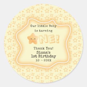 Our Baby Is Turning One Cute Star 1st Birthday Classic Round Sticker