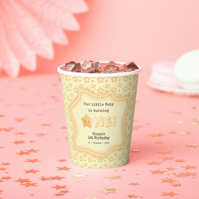 Our Baby Is Turning One Cute Star 1st Birthday Paper Cups (Insitu)