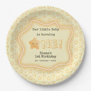 Our Baby Is Turning One Cute Star 1st Birthday Paper Plate