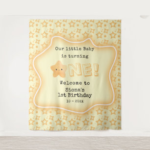 Our Baby Is Turning One Cute Star 1st Birthday Tapestry