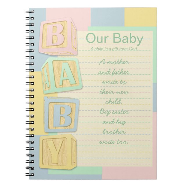 Our Baby Pastel Alphabet Blocks Custom Notebook (Front)