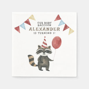 Our Baby Raccoon 1st Birthday Napkin