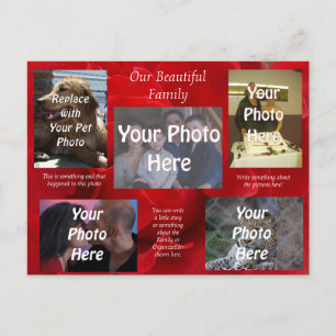 Our Beautiful Family Photos over Red Roses Postcard
