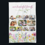 Our Beautiful Family Pretty Wildflower 11 Photo Kitchen Towel<br><div class="desc">Pretty wildflower kitchen towel personalized with 11 of your favourite photos and custom title, such as "our beautiful family". Your photos are displayed in rounded rectangle shapes and, if you have any problems with placement, try cropping your picture to a horizontal landscape shape and re-uploading. The design features delicate watercolor...</div>