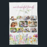 Our Beautiful Family Pretty Wildflower 11 Photo Kitchen Towel<br><div class="desc">Pretty wildflower kitchen towel personalized with 11 of your favourite photos and custom title, such as "our beautiful family". Your photos are displayed in rounded rectangle shapes and, if you have any problems with placement, try cropping your picture to a horizontal landscape shape and re-uploading. The design features delicate watercolor...</div>