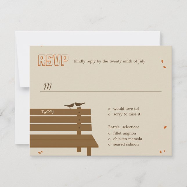 Our Bench Fall Wedding RSVP /Response Cards (Front)