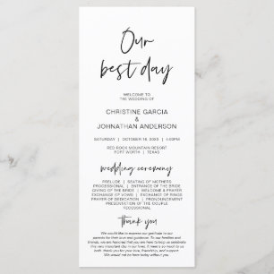 Our Best Day, Modern Minimalist Wedding Program