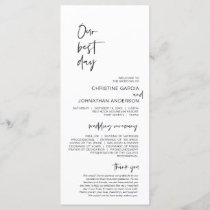 Our best day, Modern Minimalist Wedding Program