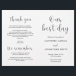 Our best day, Modern Wedding Foldable Program<br><div class="desc">This is the foldable wedding ceremony program card.
It is designed with scroll accent that can be personalised with custom/ personalised text for your wedding party,  ceremony details,  memorial notes and thank you message. 
** Note: these text weight paper programs arrive flat and require folding to assemble.</div>
