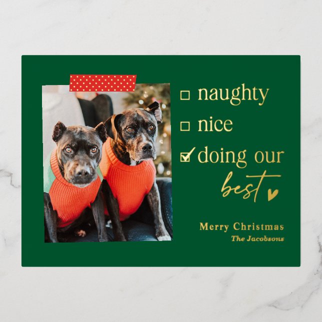 Our Best Foil Holiday Postcard Christmas Card (Front)