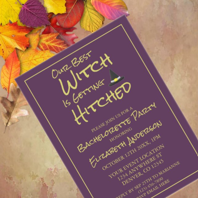 Our Best Witch Is Getting Hitched Bachelorette Acrylic Invitations (Creator Uploaded)