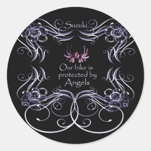 Our Bike is Protected by Angels Classic Round Sticker