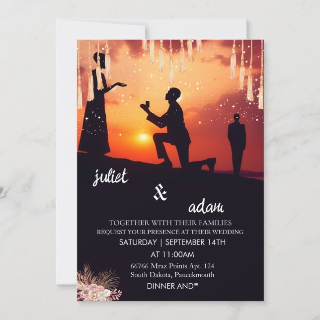 Our boho rustic modern elegant Twilight Wedding Invitation (Front)