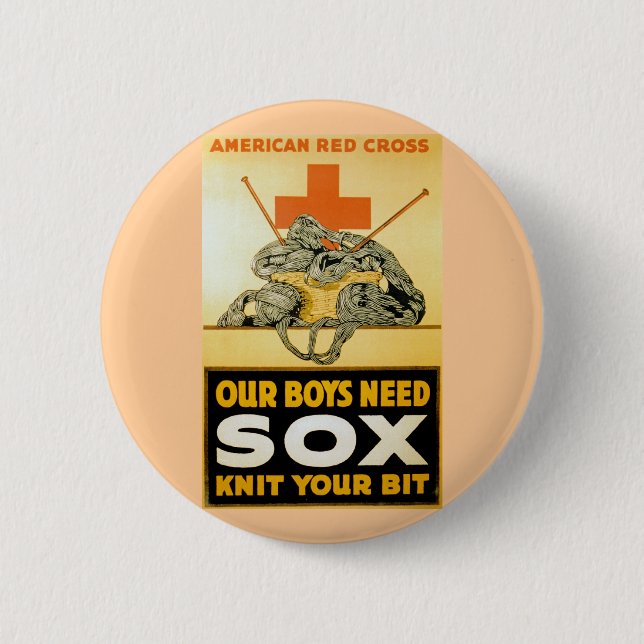 Our Boys Need Sox ~ Knit Your Bit 2 Inch Round Button (Front)