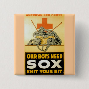 Our Boys Need Sox ~ Knit Your Bit 2 Inch Square Button