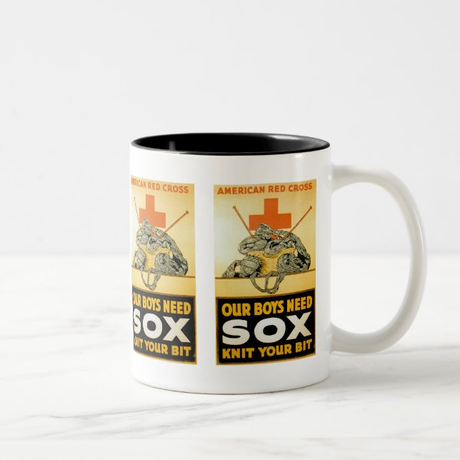 Our Boys Need Sox ~ Knit Your Bit Two-Tone Coffee Mug (Right)