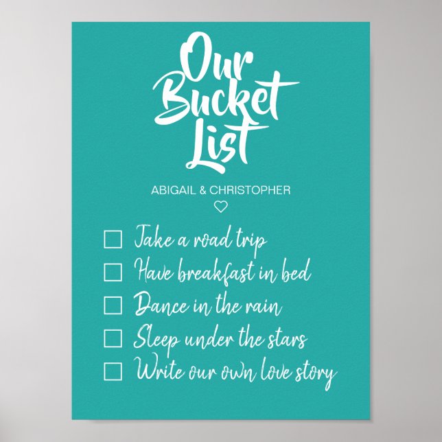 Our Bucket List Customized Keepsake Checklist Poster (Front)