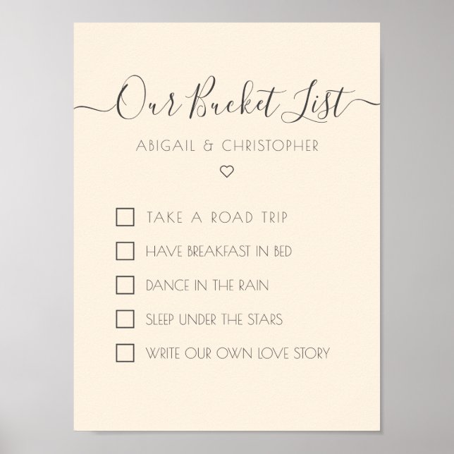 Our Bucket List Customized Keepsake Checklist Poster (Front)