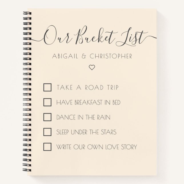 Our Bucket List Customized Keepsake Notebook (Front)