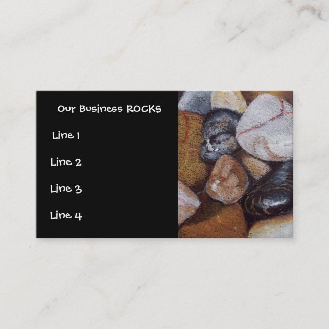 OUR BUSINESS ROCKS: STONES, PENCIL ART, CARDS (Front)