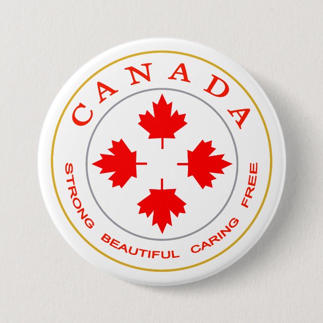Our Canada Emblem 3 Inch Round Button (Front)