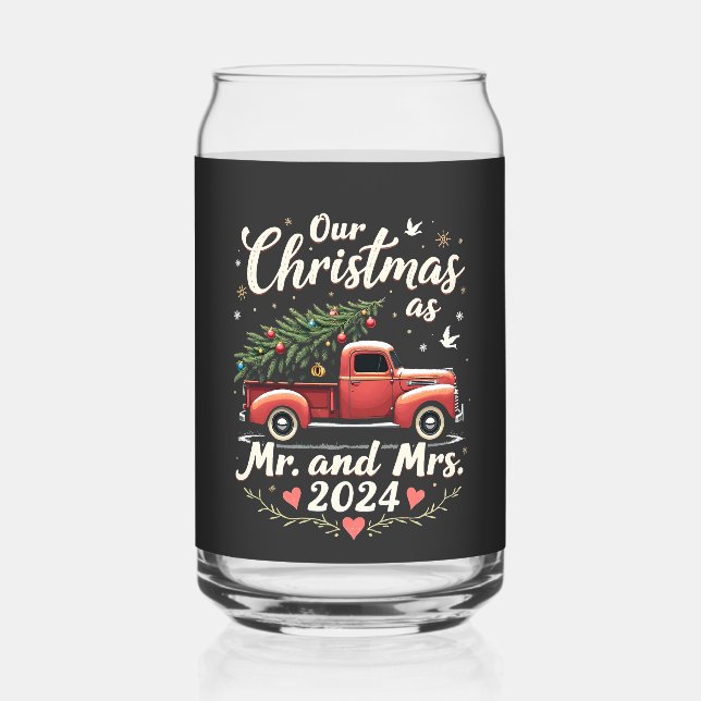 Our Christmas as Mr and Mrs 2024 Matching Couples Can Glass (Front)