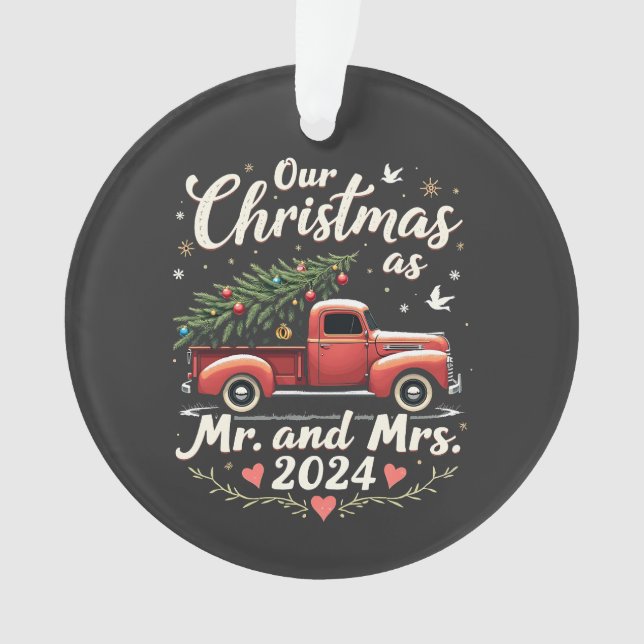 Our Christmas as Mr and Mrs 2024 Matching Couples Ornament (Front)