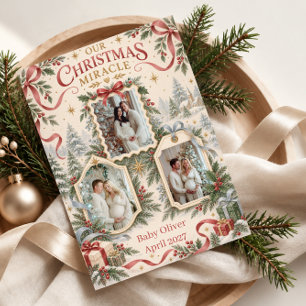Our Christmas Miracle 3 Photo Holiday Card