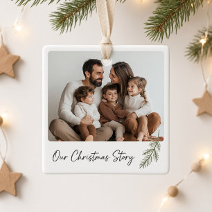 Our Christmas Story Personalized Family Photo Ceramic Ornament