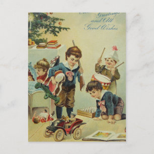 Our Christmas Toys - Edwardian Era Holiday Postcard
