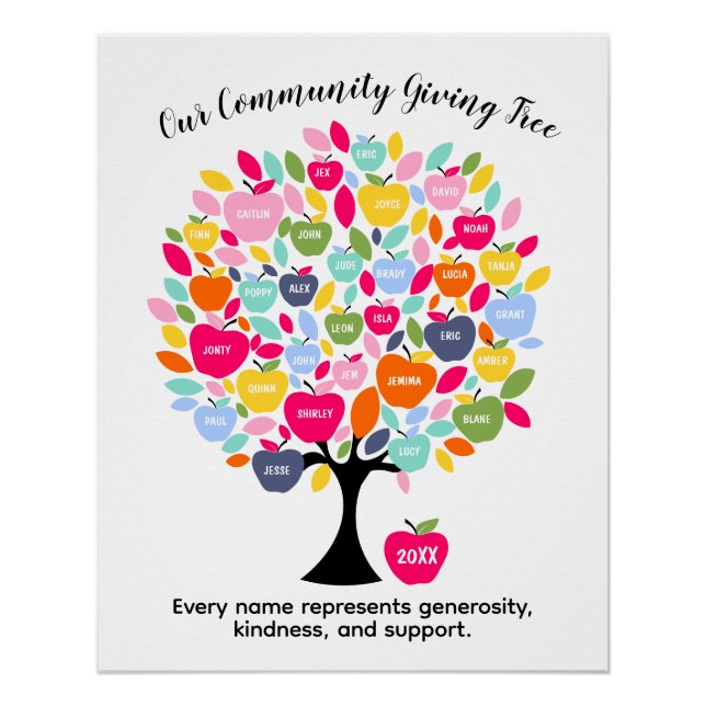 Our Community Giving Tree | Charity Donor Recognit Poster (Front)
