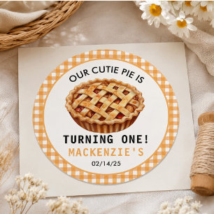 Our Cutie Pie's 1st Birthday Classic Round Sticker