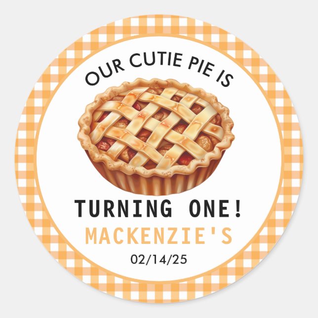 Our Cutie Pie's 1st Birthday Classic Round Sticker (Front)