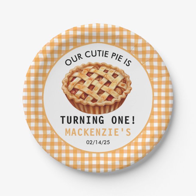 Our Cutie Pie's 1st Birthday Paper Plate (Front)