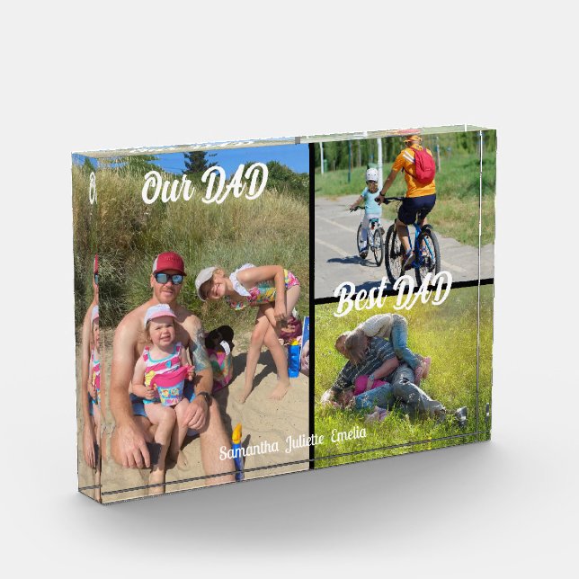 Our Dad Best Dad 3 Photo Collage Display Block (Left)