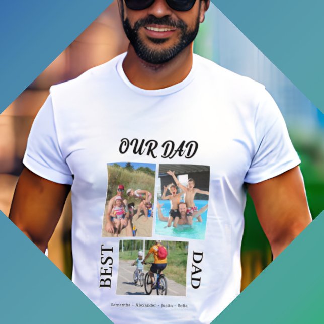 Our Dad Best Dad Photo Collage Personalize Fathers T-Shirt (Creator Uploaded)
