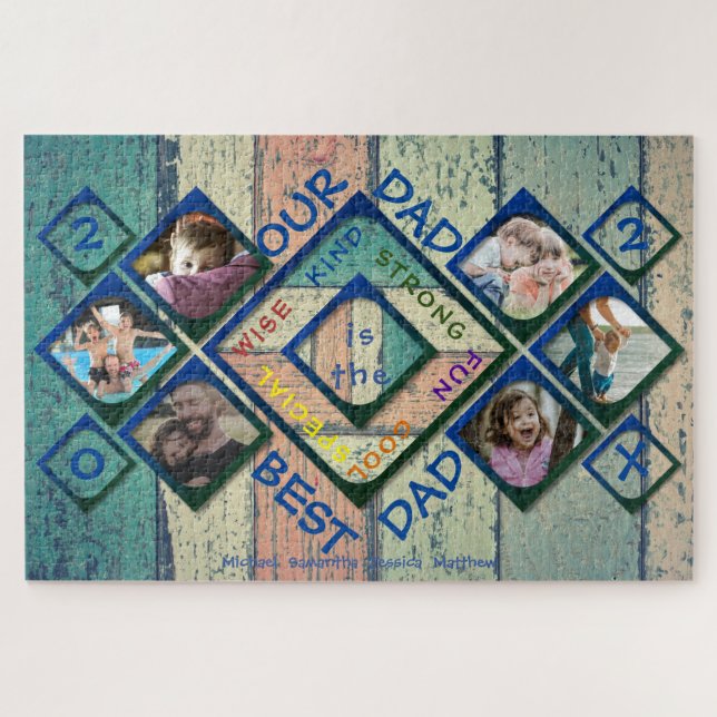 Our Dad is the Best Dad Wood Photo Collage Jigsaw Puzzle (Horizontal)