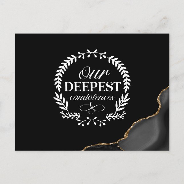 Our Deepest condolences on Black postcard (Front)