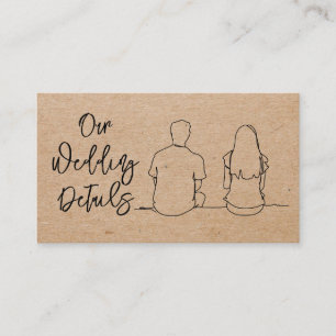 Our Details Wedding Website Kraft Line Drawing Enclosure Card