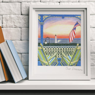 Our Dream Beach House Porch Lighthouse Poster