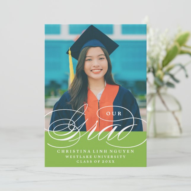 OUR ELEGANT SCRIPT GRAD | GRADUATION INVITATION (Standing Front)