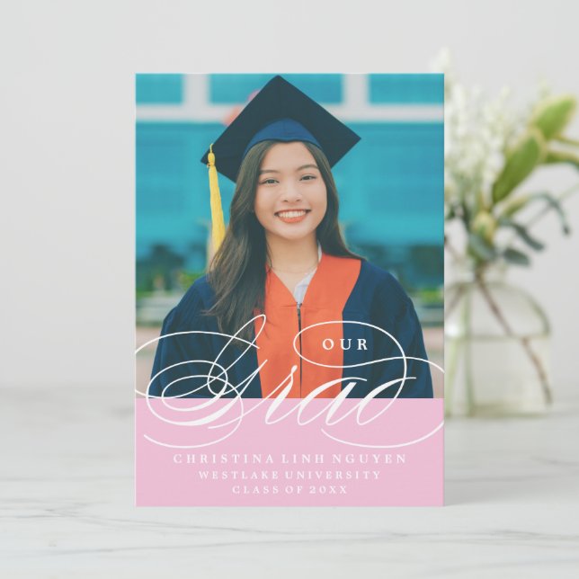 OUR ELEGANT SCRIPT GRAD | GRADUATION INVITATION (Standing Front)