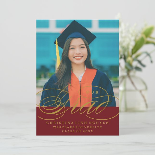 OUR ELEGANT SCRIPT GRAD | GRADUATION INVITATION (Standing Front)