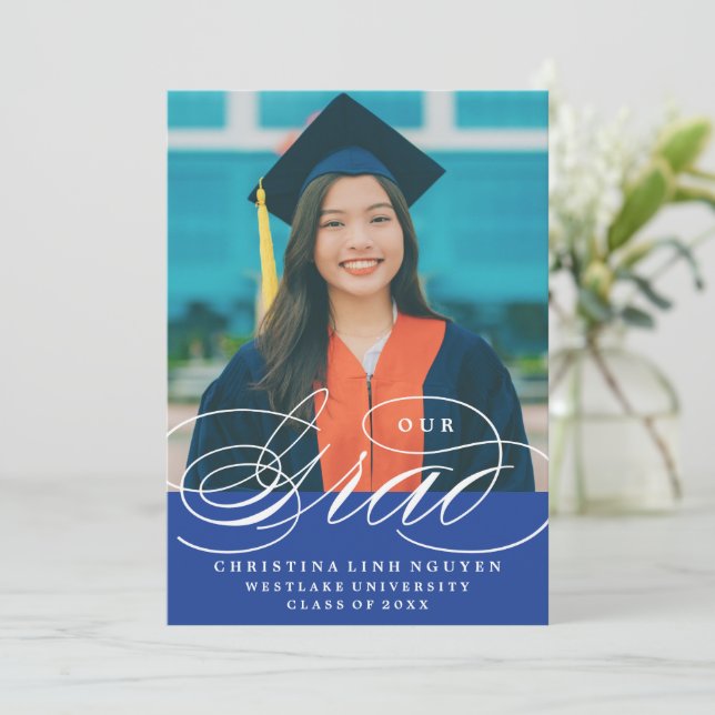 OUR ELEGANT SCRIPT GRAD | GRADUATION INVITATION (Standing Front)