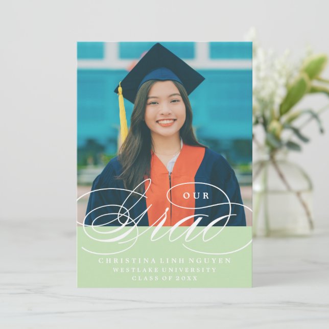 OUR ELEGANT SCRIPT GRAD | GRADUATION INVITATION (Standing Front)