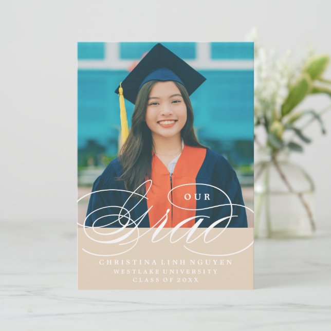 OUR ELEGANT SCRIPT GRAD | GRADUATION INVITATION (Standing Front)